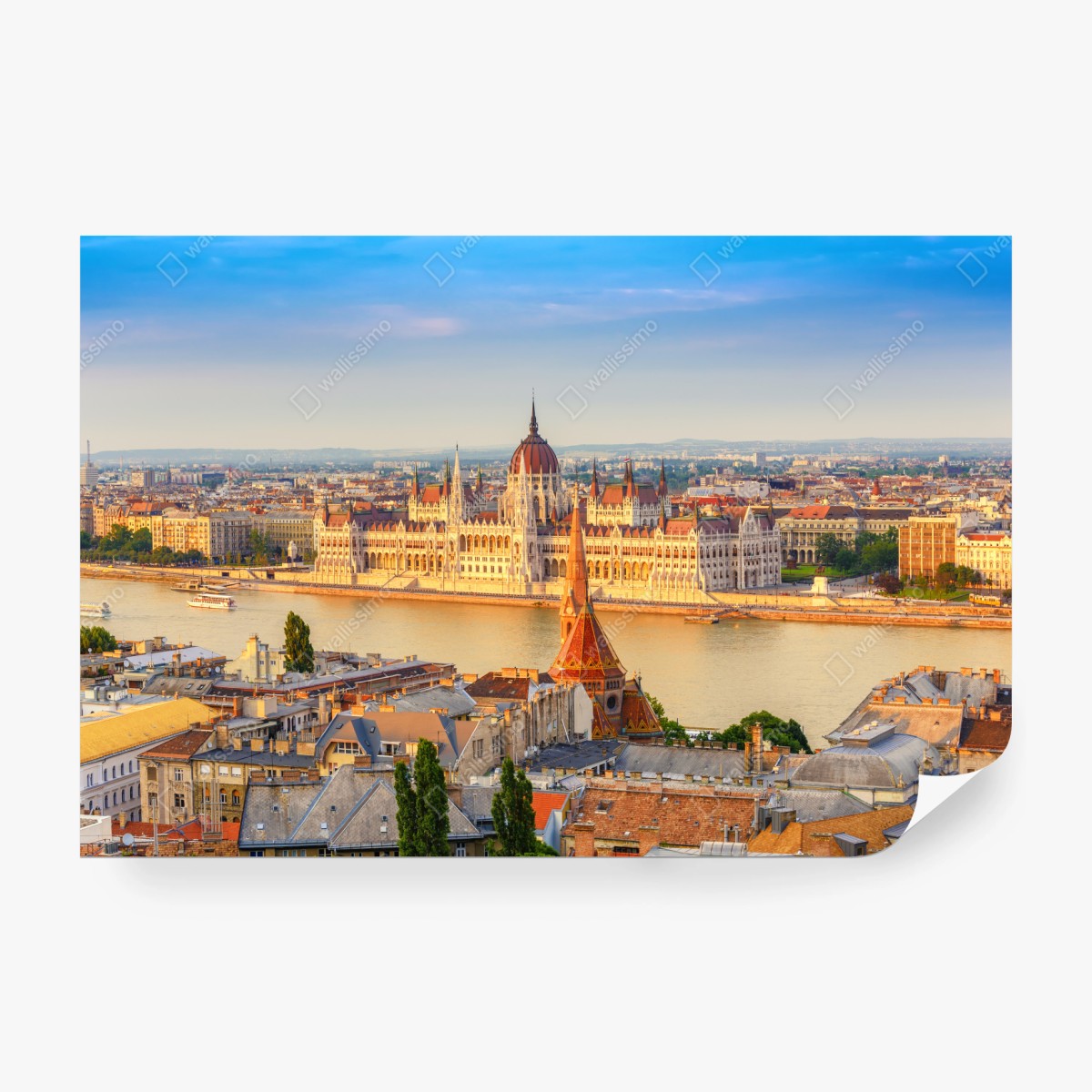 Fototapete Budapest skyline mit dem ungarischen Parlament am Donauufer – Wallnifity®
