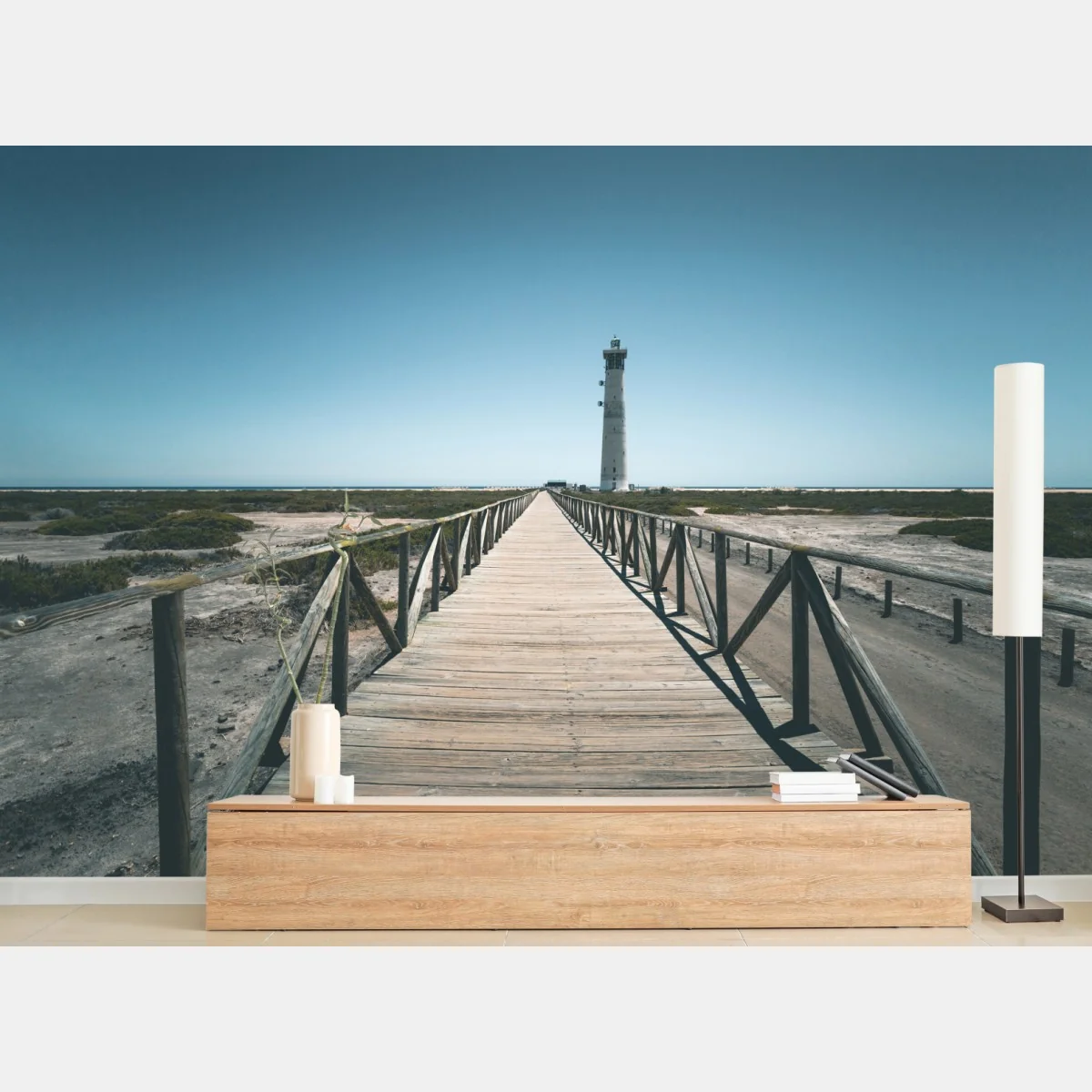 Fototapete leuchtturm am ende des stegs – Wallnifity® Fototapete leuchtturm am ende des stegs – Wallnifity®