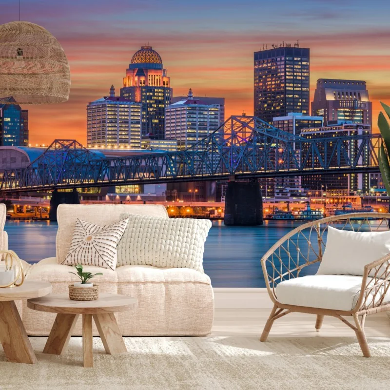 Fototapete Louisville skyline bei sonnenuntergang – Wallnifity®