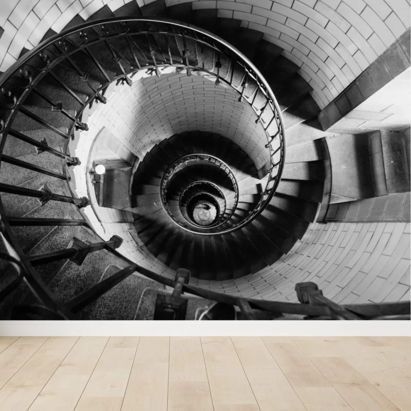 Fototapete spiraltreppe in monochromer perspektive