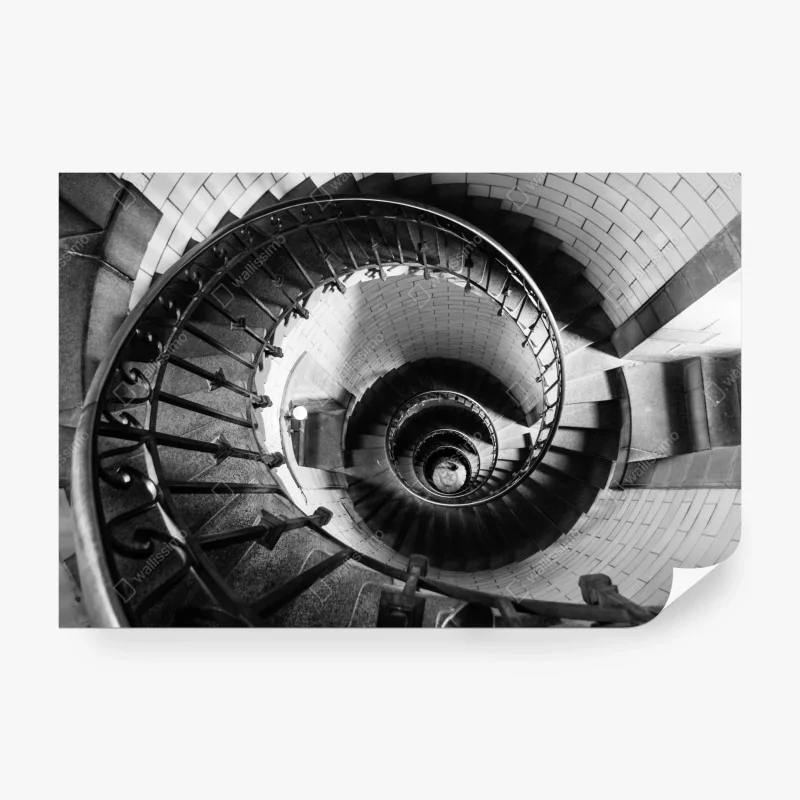 Fototapete spiraltreppe in monochromer perspektive