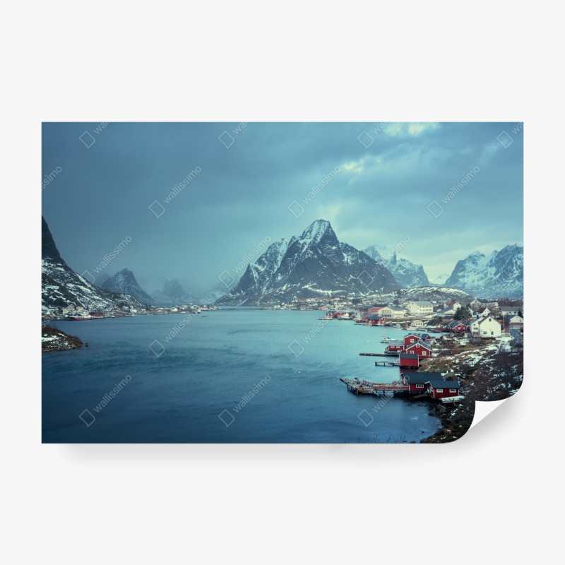 Fototapete Reine winterlicher fjord in den Lofoten