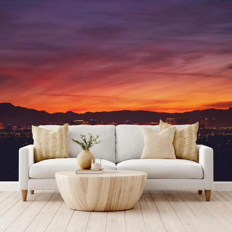 Fototapete Las Vegas panorama bei dämmerung – Wallnifity® Fototapete Las Vegas panorama bei dämmerung – Wallnifity®