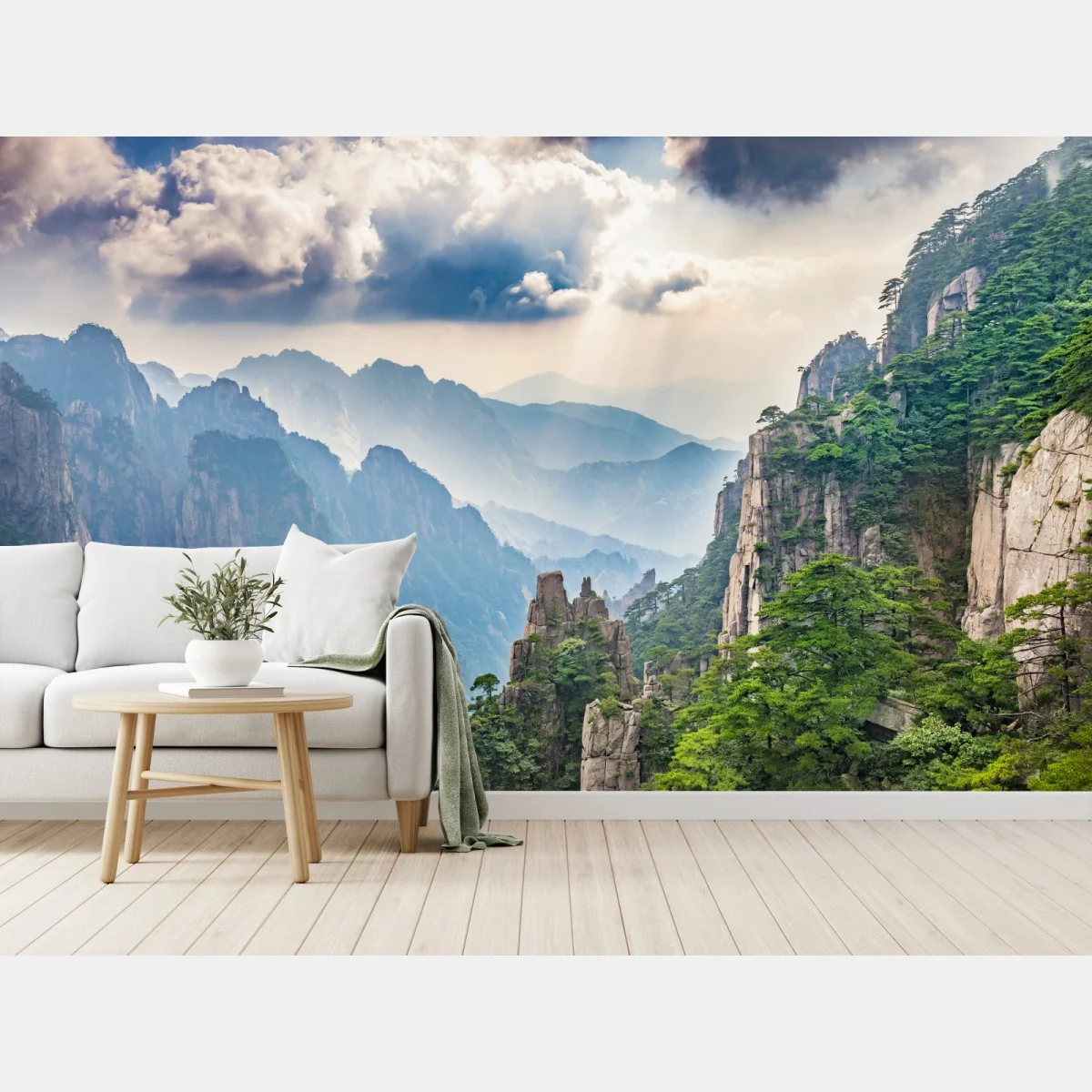 Fototapete neblige bergklippen mit sonnenstrahlen – Wallnifity® Fototapete neblige bergklippen mit sonnenstrahlen – Wallnifity®