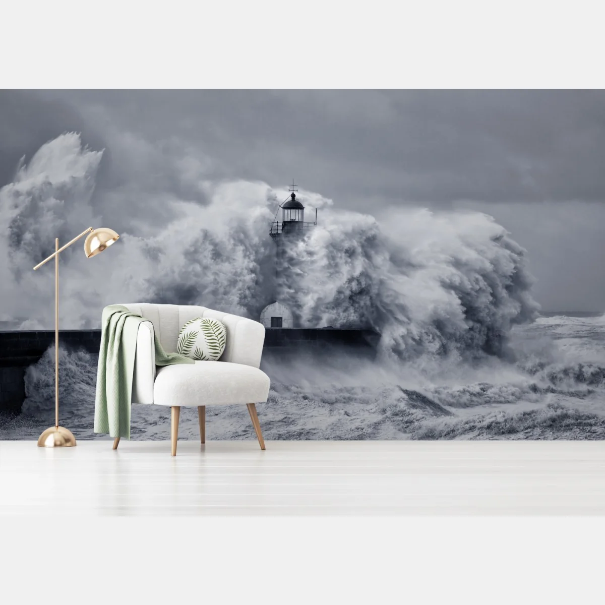 Fototapete leuchtturm von mächtigen wellen umgeben – Wallnifity®