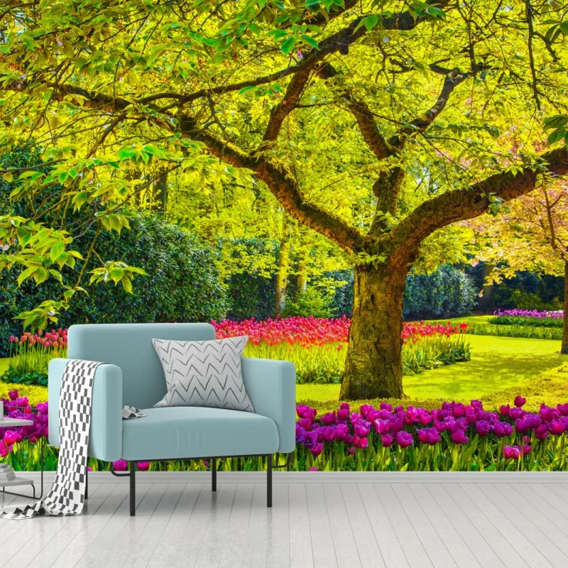 Fototapete bunter tulpengarten in Keukenhof