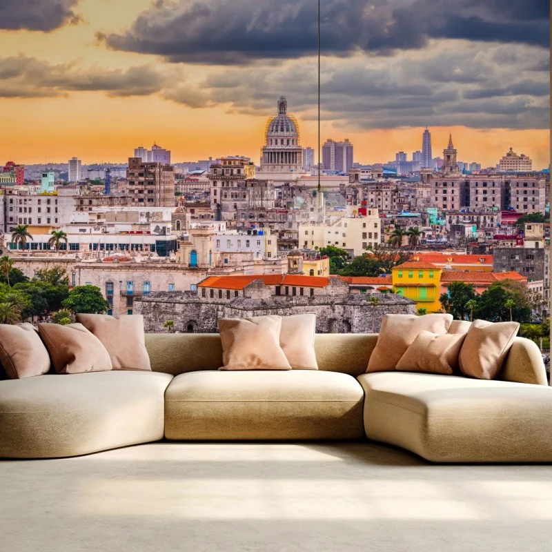 Fototapete Havanna skyline bei sonnenuntergang – Wallnifity® Fototapete Havanna skyline bei sonnenuntergang – Wallnifity®