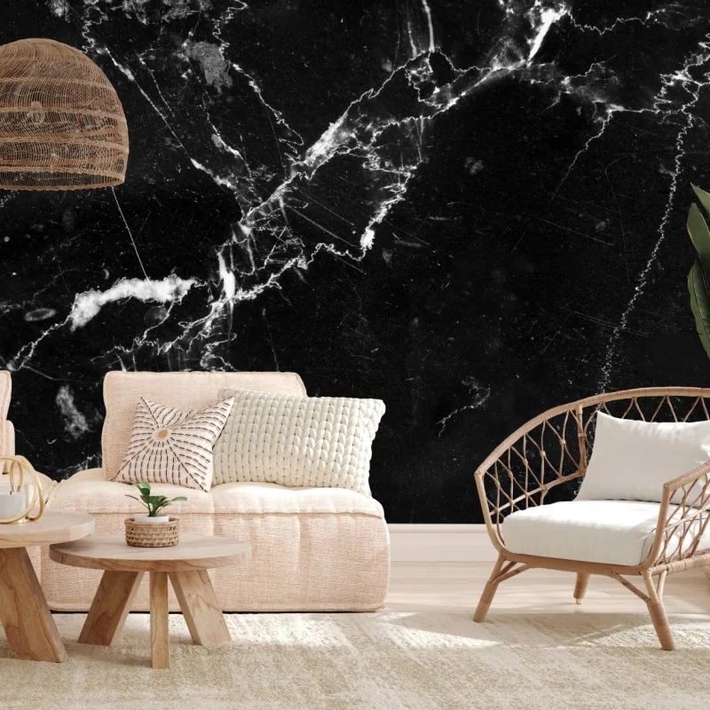 Fototapete schwarzer marmor mit adern