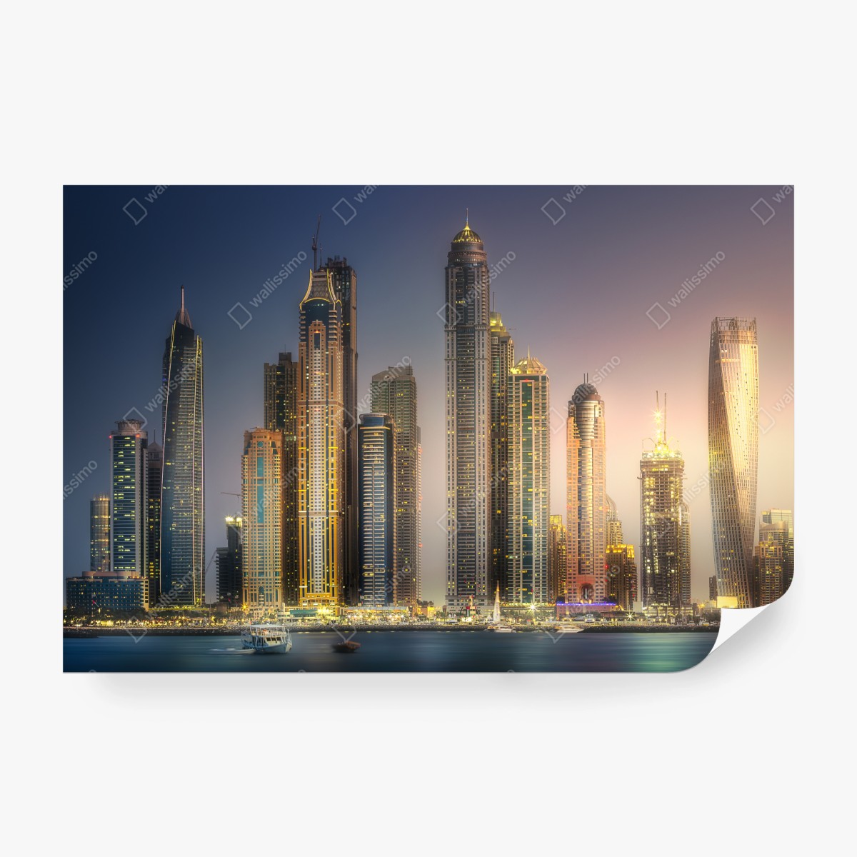 Fototapete goldene stadtansicht bei dämmerung – Wallnifity®