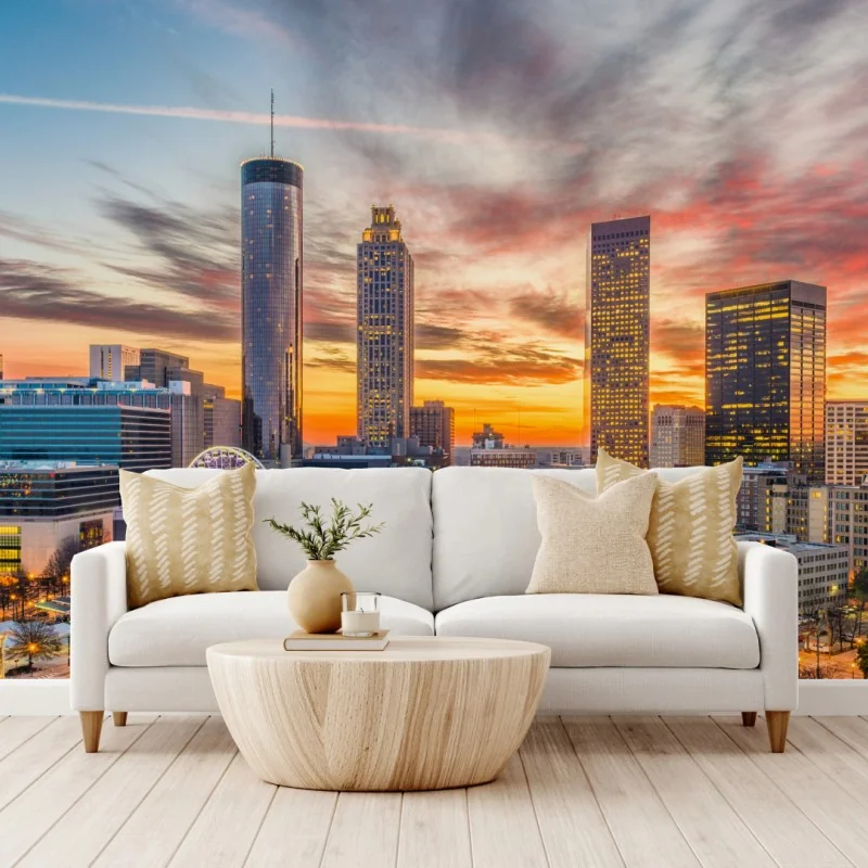 Fototapete Atlanta skyline bei sonnenuntergang