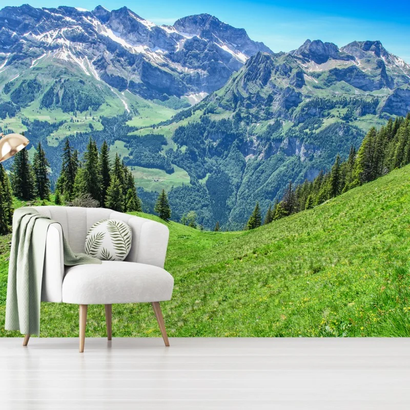 Fototapete alpine panorama über Engelberg, Schweiz – Wallnifity®