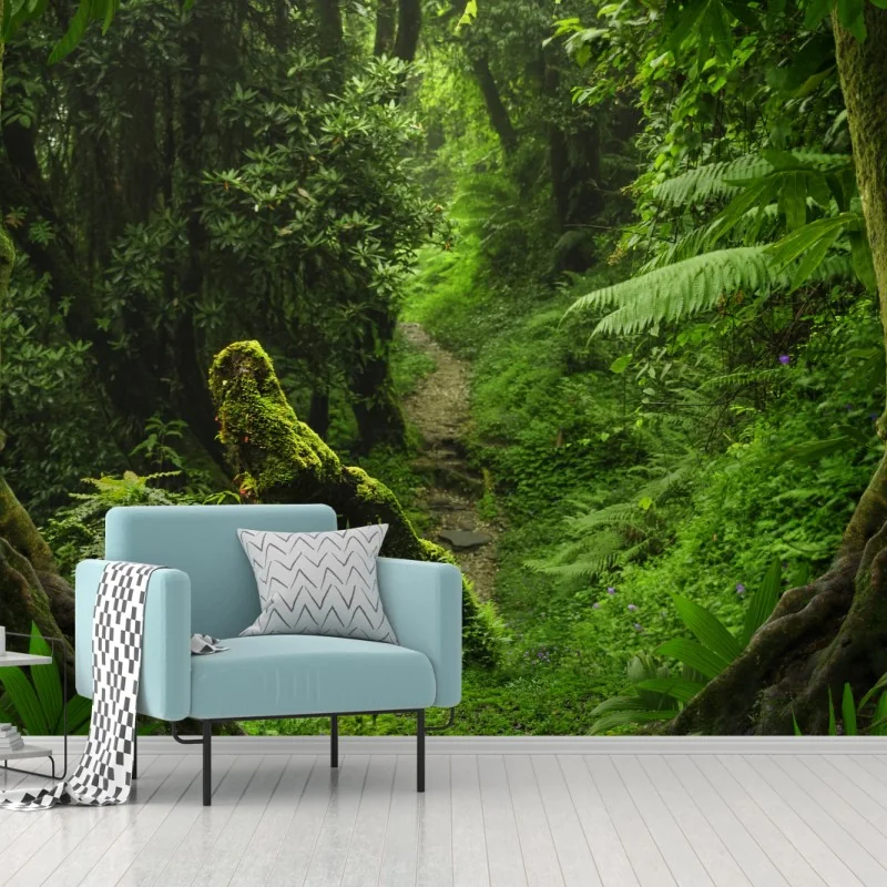 Fototapete verzauberter moosiger waldpfad