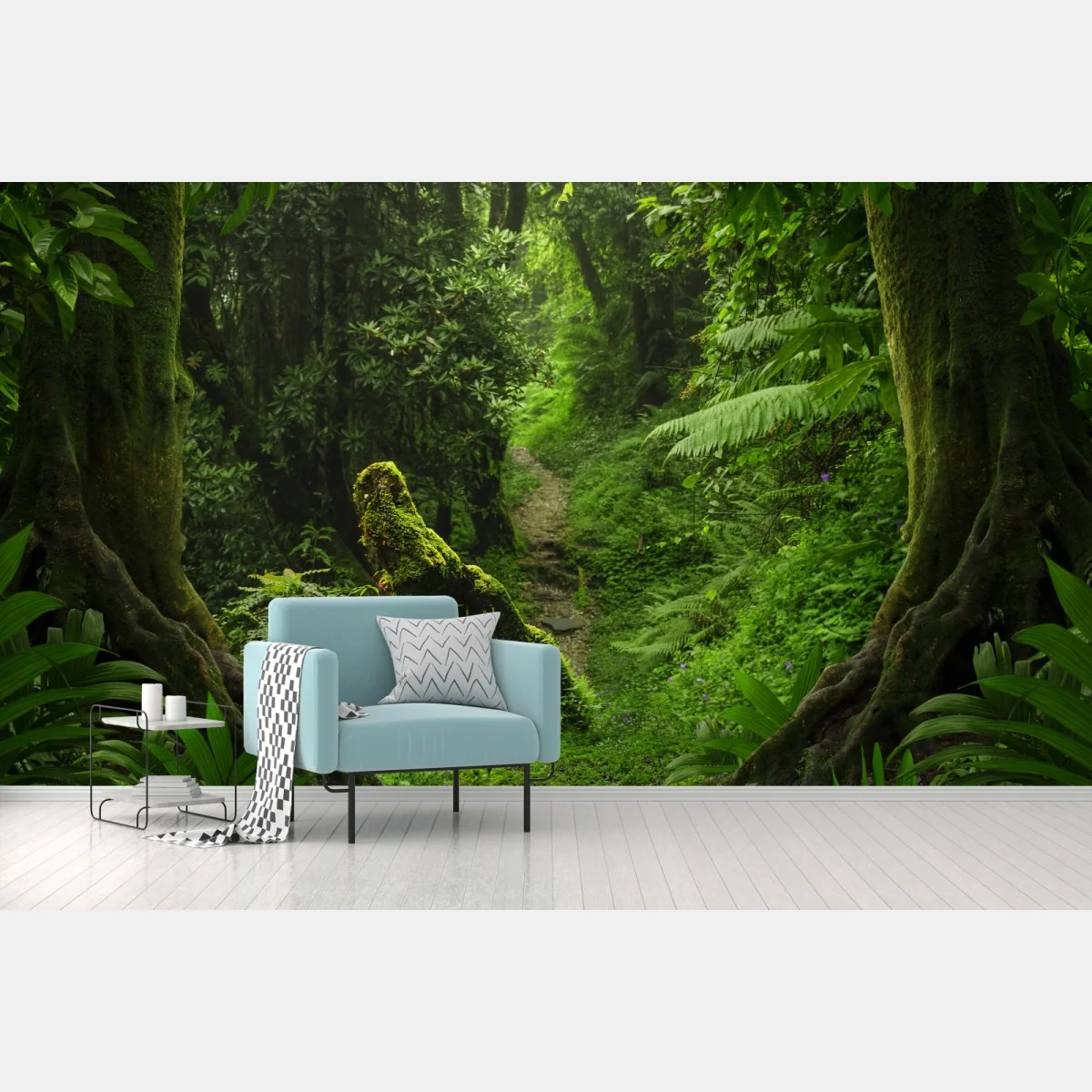 Fototapete verzauberter moosiger waldpfad – Wallnifity®