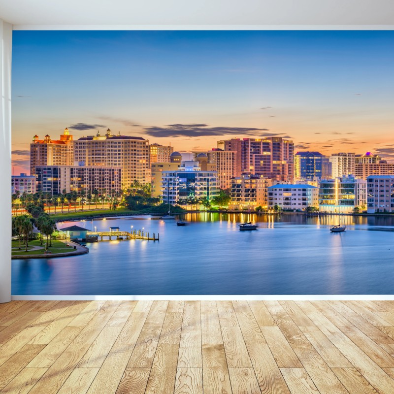 Fototapete Sarasota bei dämmerung über der bucht