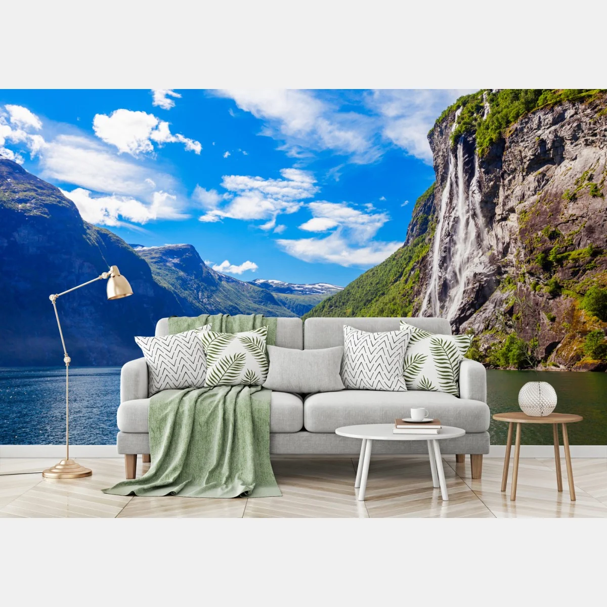 Fototapete seven sisters wasserfall am Geirangerfjord – Wallnifity®