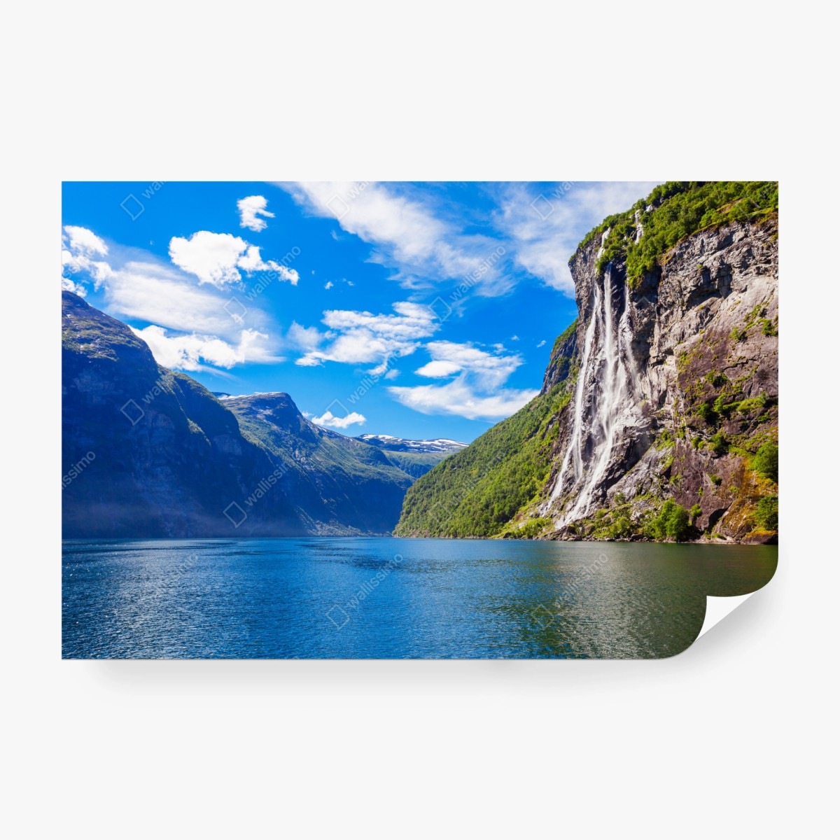 Fototapete seven sisters wasserfall am Geirangerfjord – Wallnifity®