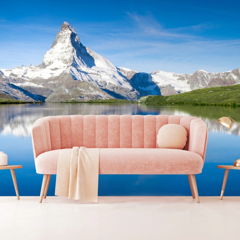 Fototapete majestätische bergspiegelung über alpensee