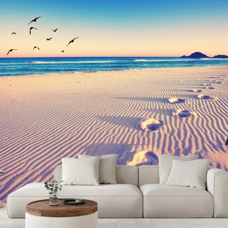 Fototapete magische fußspuren am sommerstrand