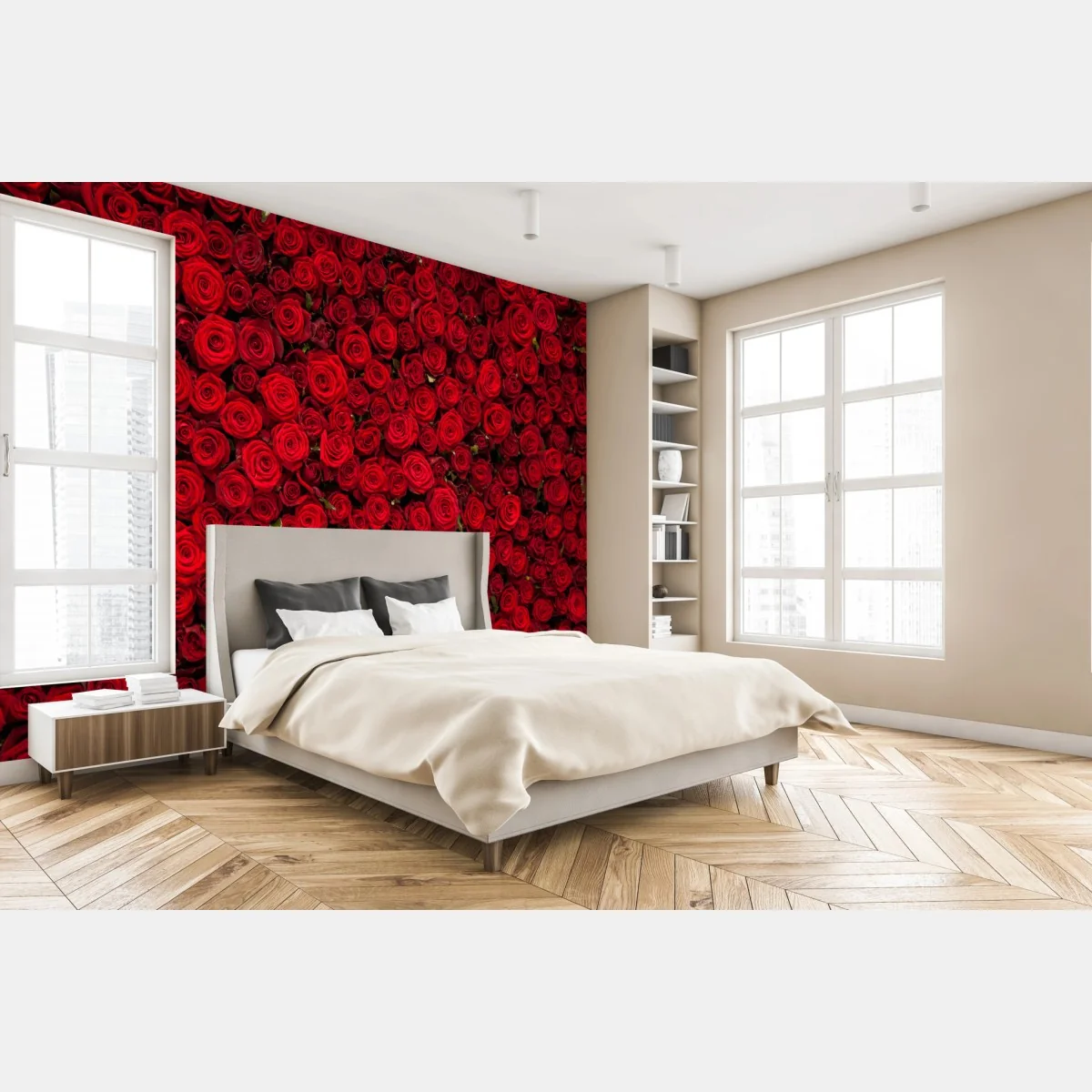 Fototapete endlose wand aus roten rosen – Wallnifity® Fototapete endlose wand aus roten rosen – Wallnifity®