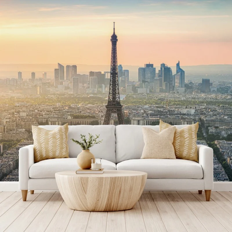 Fototapete Paris stadtbild bei sonnenuntergang mit dem Eiffelturm – Wallnifity® Fototapete Paris stadtbild bei sonnenuntergang mit dem Eiffelturm – Wallnifity®