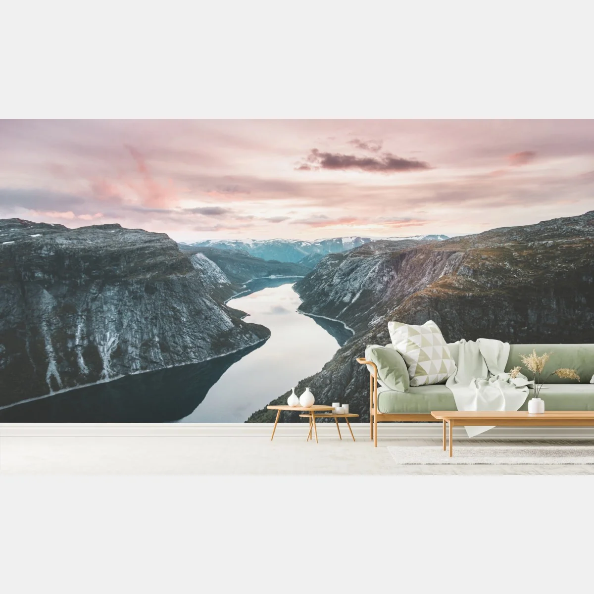 Fototapete ruhiger fjord bei sonnenuntergang – Wallnifity® Fototapete ruhiger fjord bei sonnenuntergang – Wallnifity®