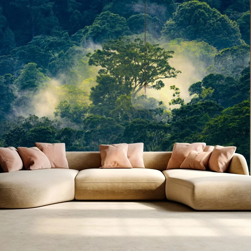 Fototapete nebliger regenwald mit baumkronen – Wallnifity® Fototapete nebliger regenwald mit baumkronen – Wallnifity®
