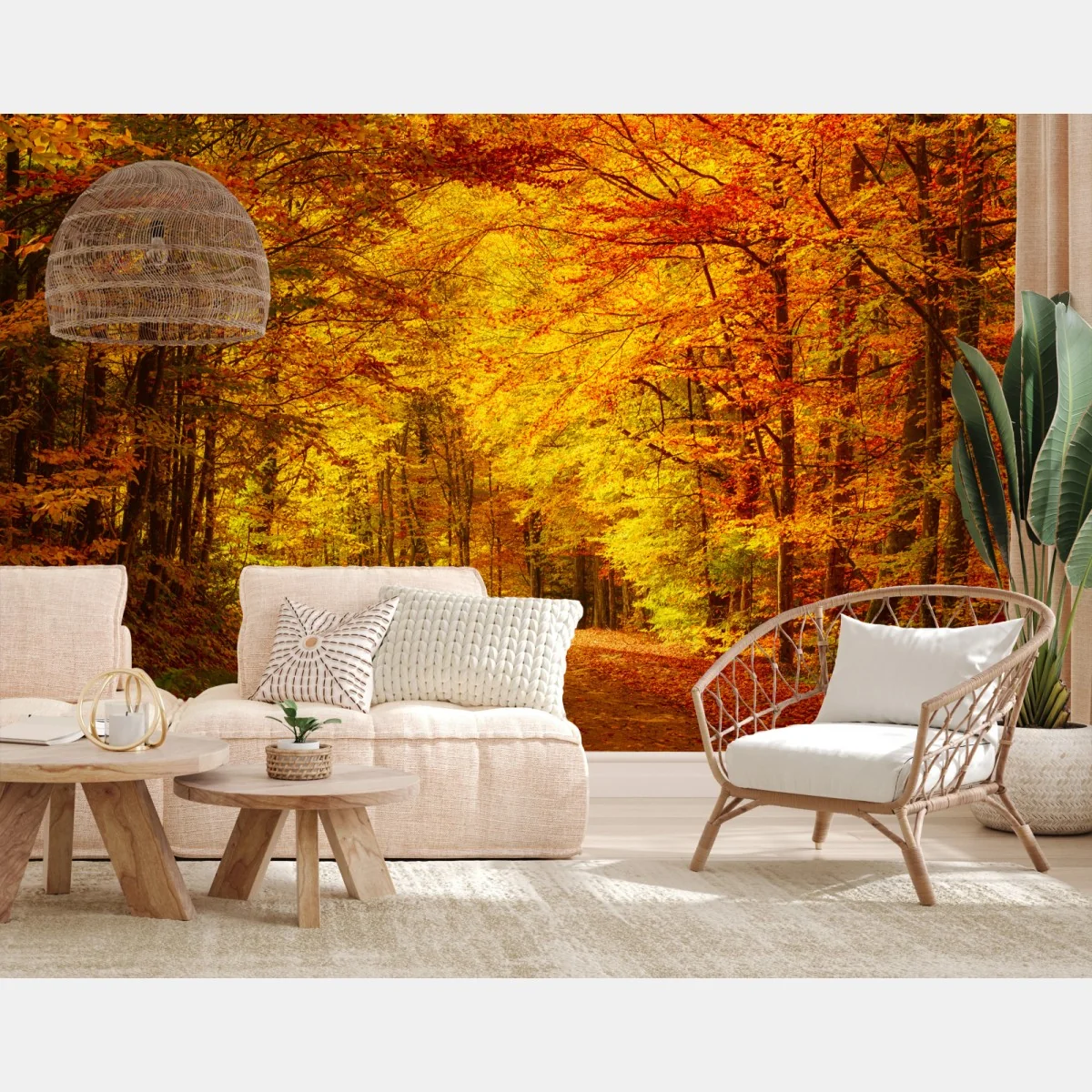 Fototapete goldener herbstwaldweg – Wallnifity® Fototapete goldener herbstwaldweg – Wallnifity®