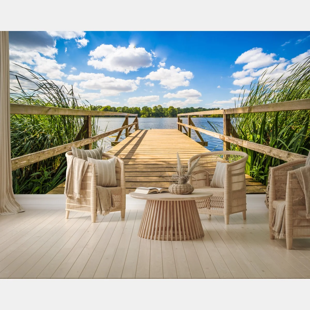 Fototapete sonniger steg am see – Wallnifity® Fototapete sonniger steg am see – Wallnifity®