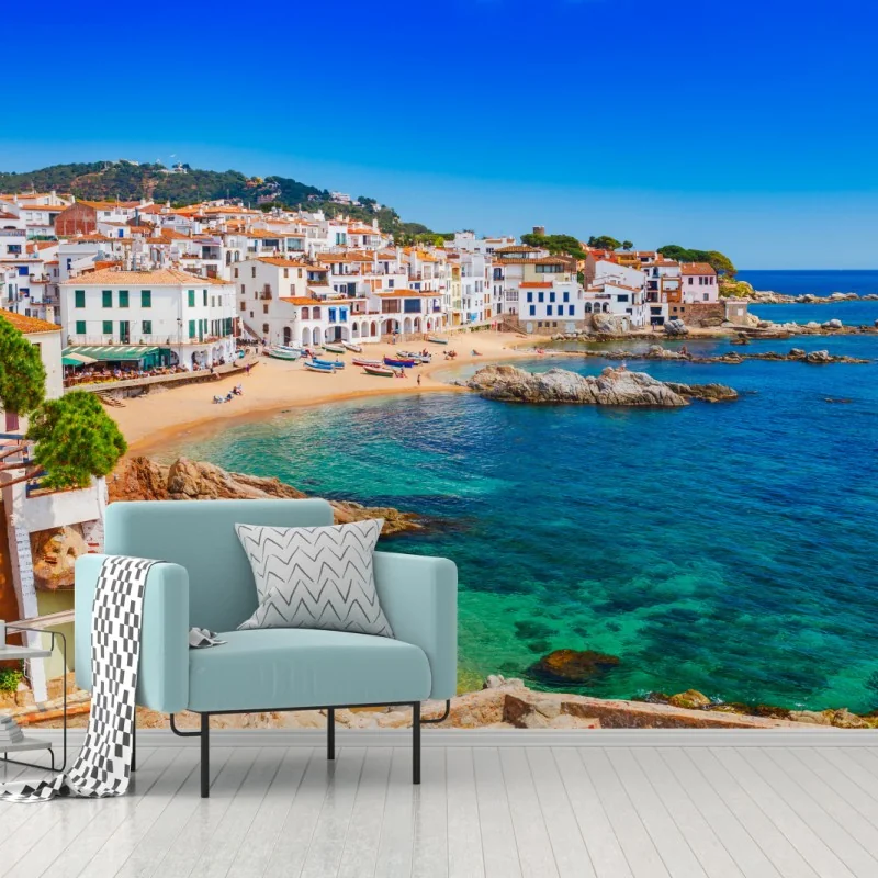 Fototapete sonniges mediterranes küstendorf – Wallnifity® Fototapete sonniges mediterranes küstendorf – Wallnifity®