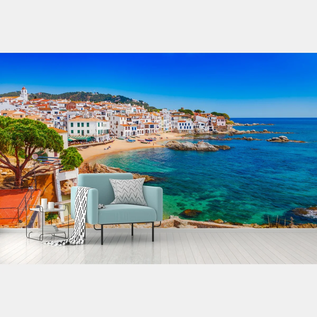 Fototapete sonniges mediterranes küstendorf – Wallnifity® Fototapete sonniges mediterranes küstendorf – Wallnifity®