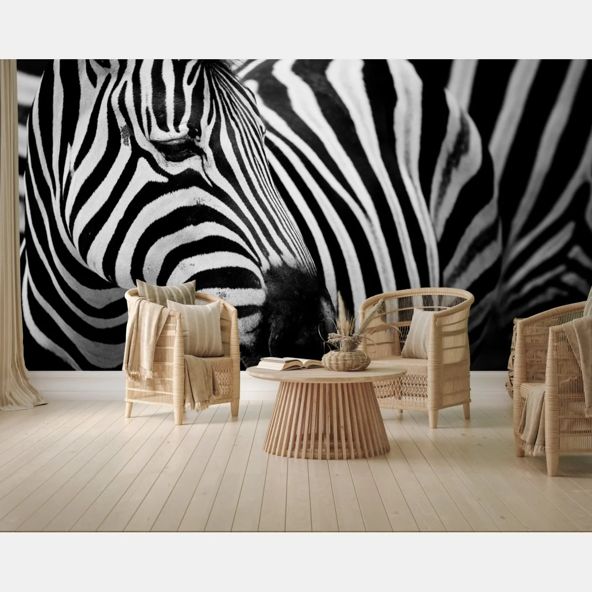 Fototapete zebra in monochromen streifen – Wallnifity® Fototapete zebra in monochromen streifen – Wallnifity®