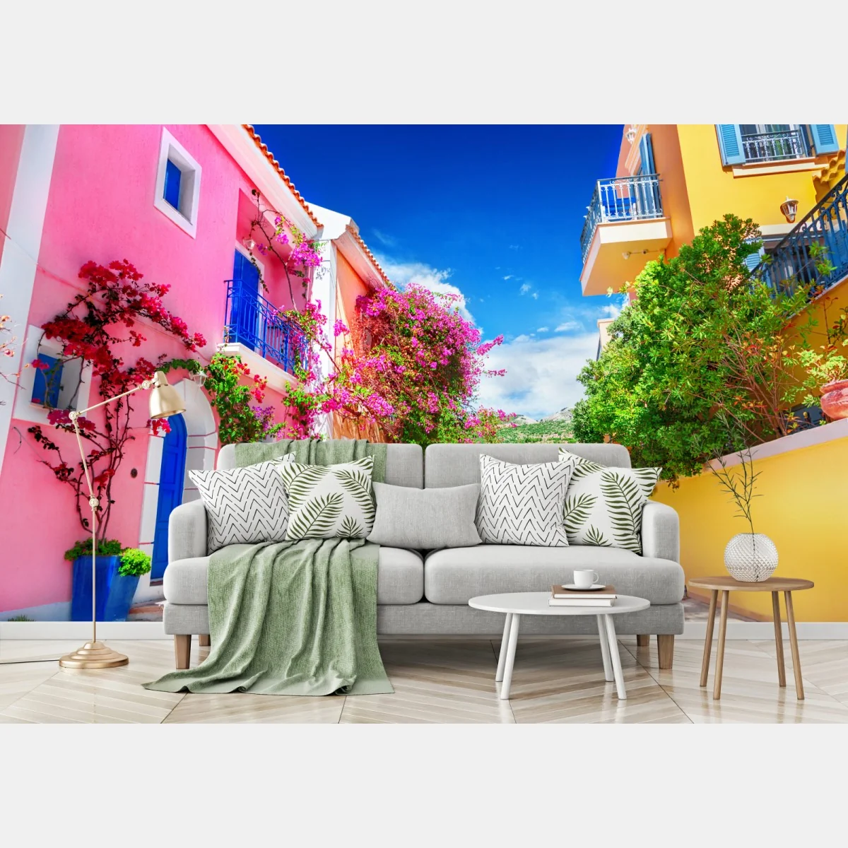 Fototapete bunte gasse auf Kefalonia – Wallnifity®