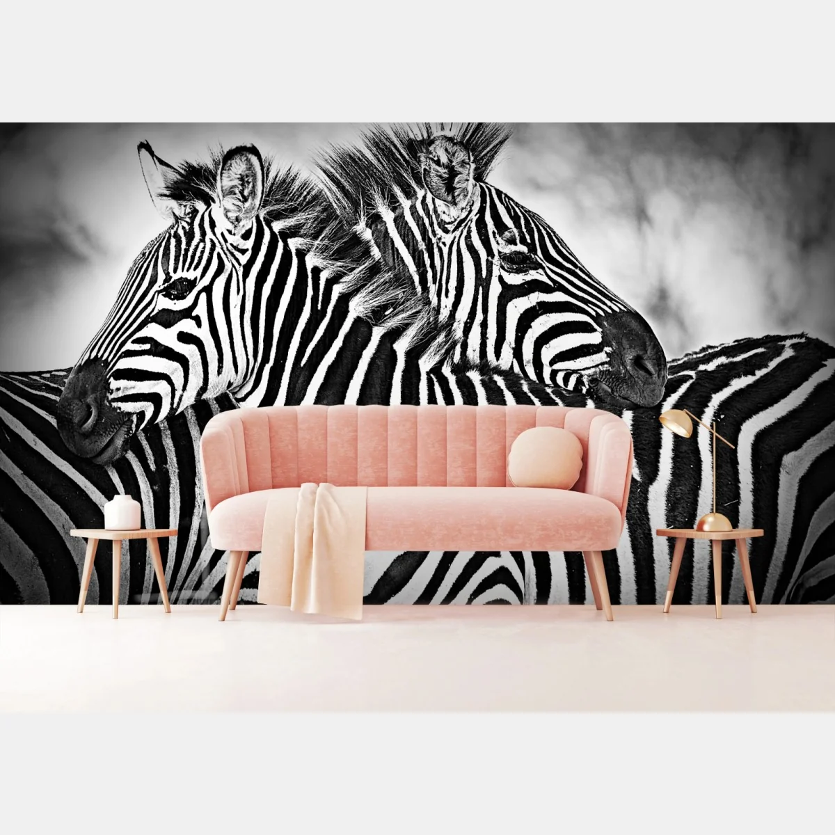 Fototapete intimes zebra-porträt in schwarzweiß – Wallnifity® Fototapete intimes zebra-porträt in schwarzweiß – Wallnifity®