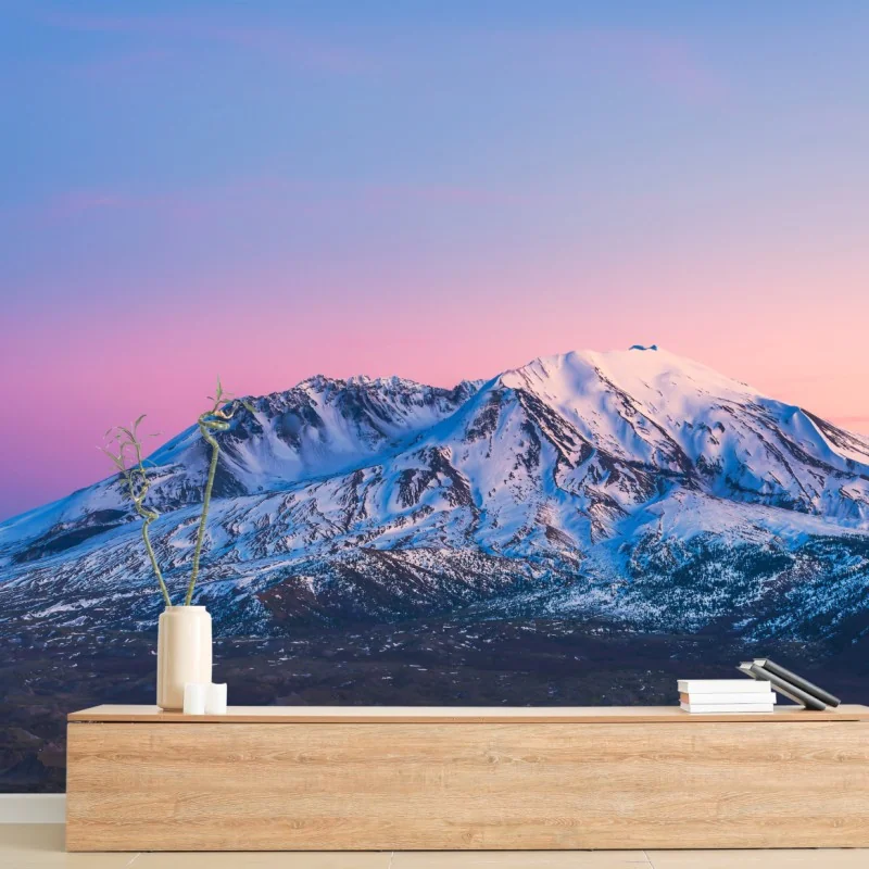 Fototapete sonnenuntergang über Mount St. Helens im winter – Wallnifity® Fototapete sonnenuntergang über Mount St. Helens im winter – Wallnifity®