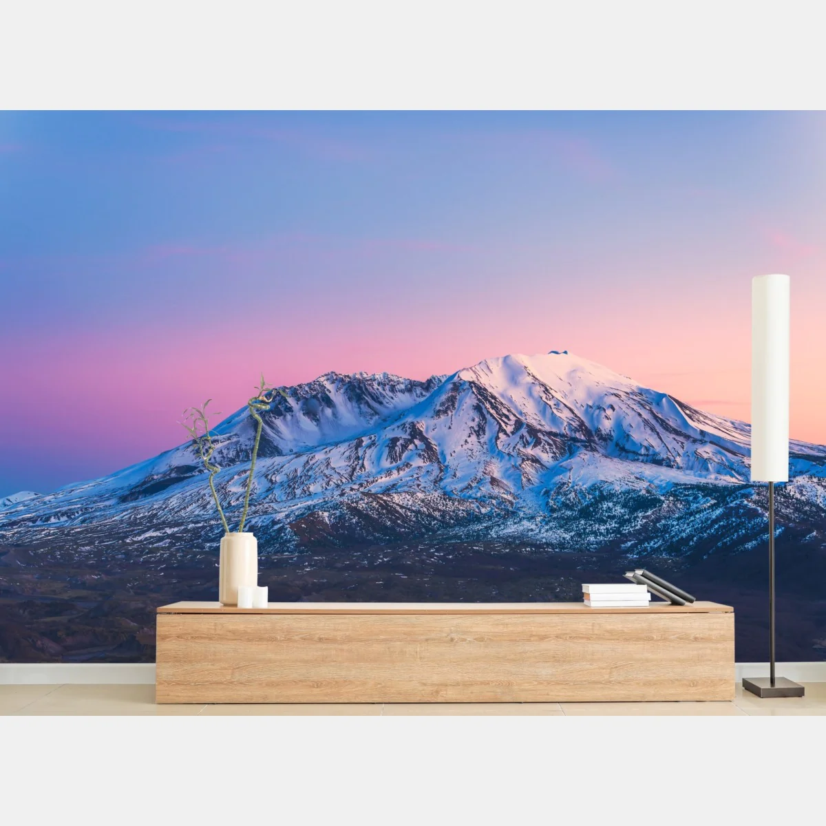 Fototapete sonnenuntergang über Mount St. Helens im winter – Wallnifity® Fototapete sonnenuntergang über Mount St. Helens im winter – Wallnifity®