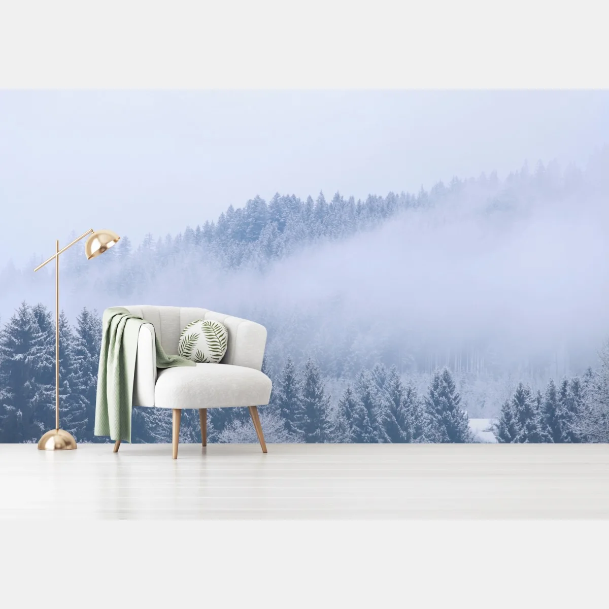 Fototapete winternebel über nadelwald – Wallnifity® Fototapete winternebel über nadelwald – Wallnifity®