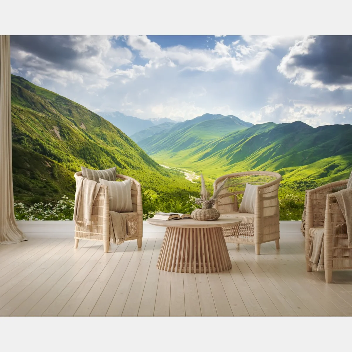 Fototapete üppiges grünes tal – Wallnifity® Fototapete üppiges grünes tal – Wallnifity®