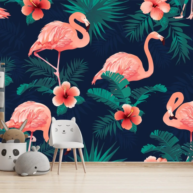 Fototapete tropisches rosa flamingo-muster – Wallnifity®