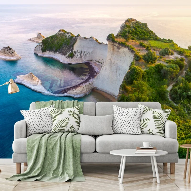 Fototapete luftaufnahme von klippen und türkisfarbenem meer