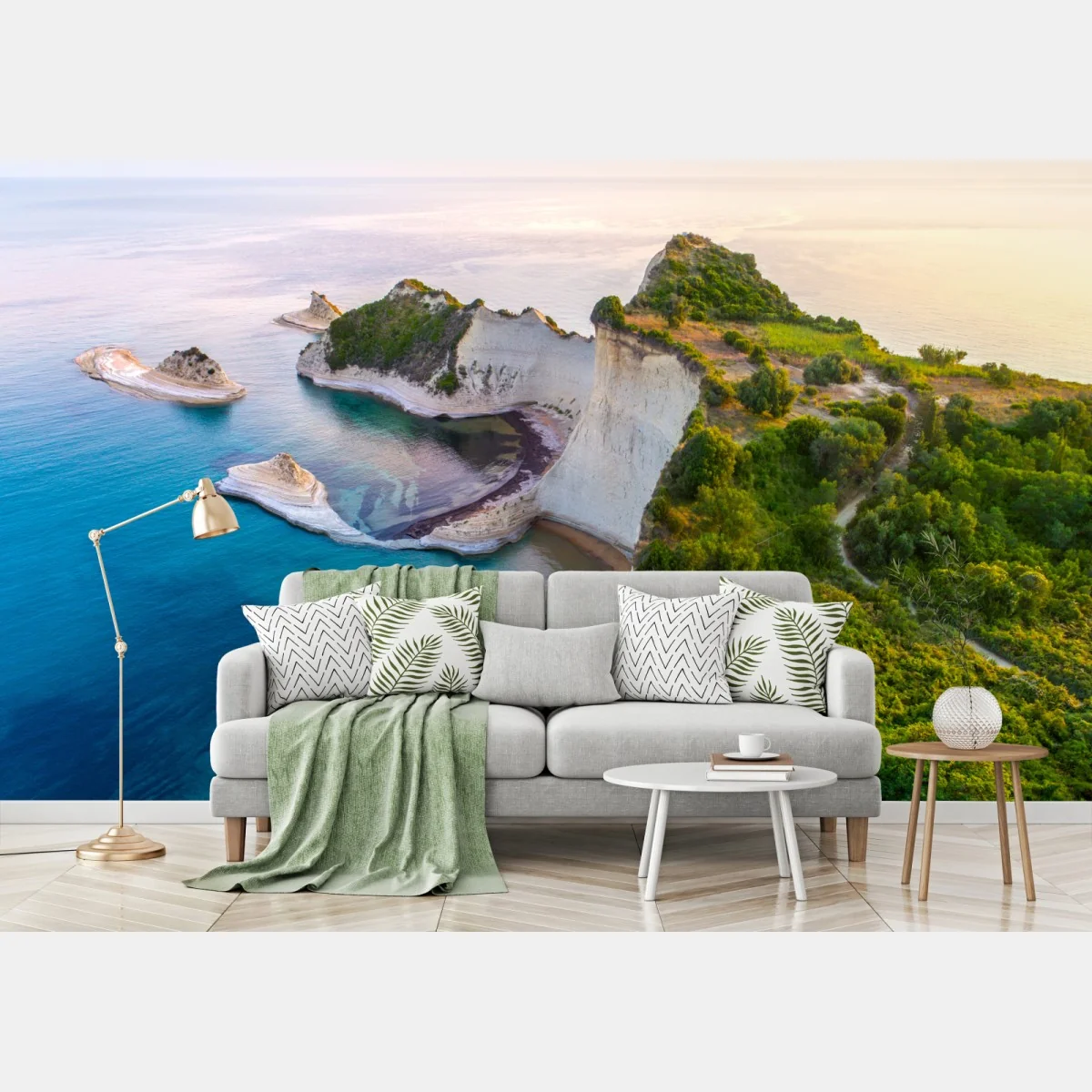 Fototapete luftaufnahme von klippen und türkisfarbenem meer – Wallnifity® Fototapete luftaufnahme von klippen und türkisfarbenem meer – Wallnifity®