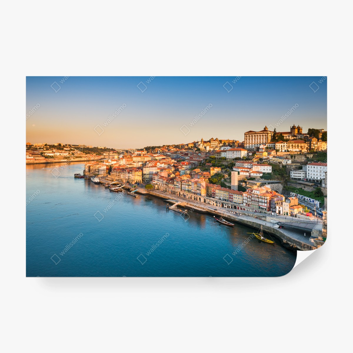 Fototapete sonnige Porto ufer-skyline im goldenen licht – Wallnifity® Fototapete sonnige Porto ufer-skyline im goldenen licht – Wallnifity®