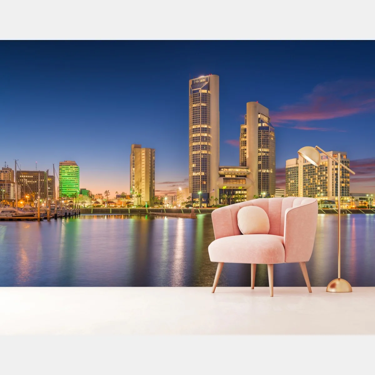 Fototapete Corpus Christi skyline bei dämmerung – Wallnifity® Fototapete Corpus Christi skyline bei dämmerung – Wallnifity®