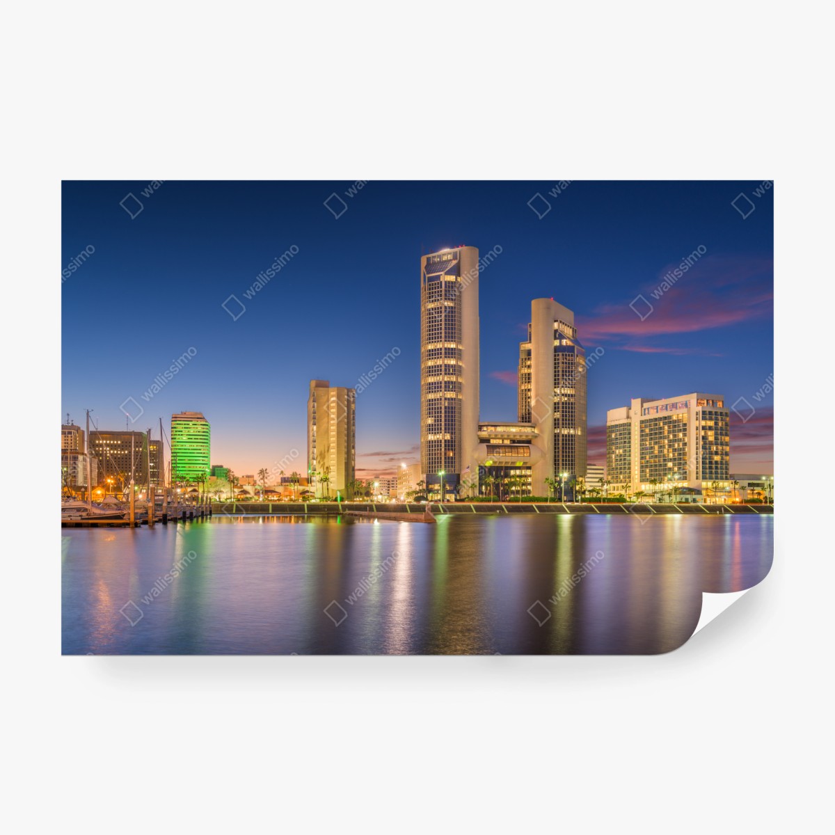 Fototapete Corpus Christi skyline bei dämmerung – Wallnifity® Fototapete Corpus Christi skyline bei dämmerung – Wallnifity®