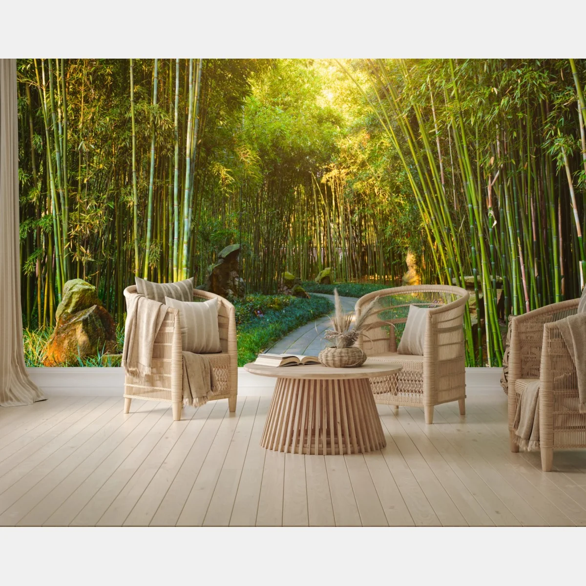 Fototapete ruhiger bambuswald mit pfad – Wallnifity® Fototapete ruhiger bambuswald mit pfad – Wallnifity®