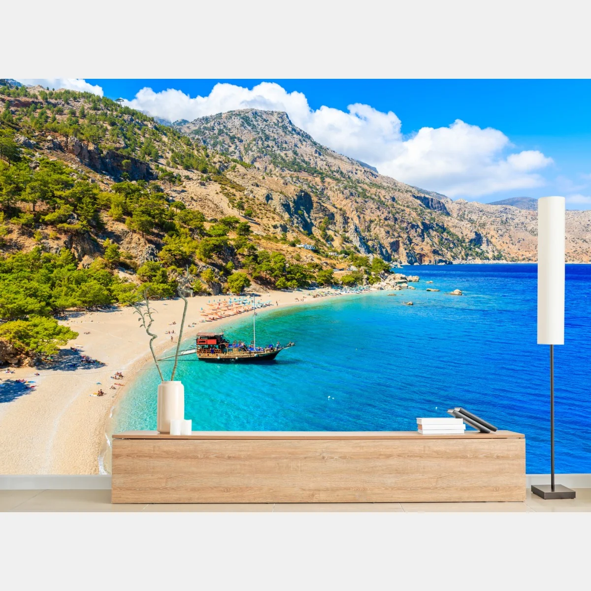 Fototapete segelboot am Apella strand, Karpathos – Wallnifity® Fototapete segelboot am Apella strand, Karpathos – Wallnifity®