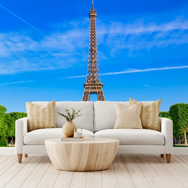 Fototapete Eiffelturm am Champ de Mars, lebendige pariser skyline – Wallnifity® Fototapete Eiffelturm am Champ de Mars, lebendige pariser skyline – Wallnifity®