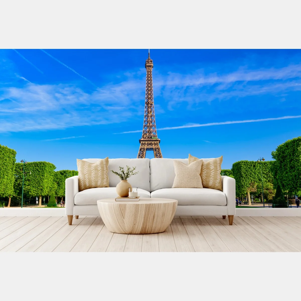 Fototapete Eiffelturm am Champ de Mars, lebendige pariser skyline – Wallnifity® Fototapete Eiffelturm am Champ de Mars, lebendige pariser skyline – Wallnifity®