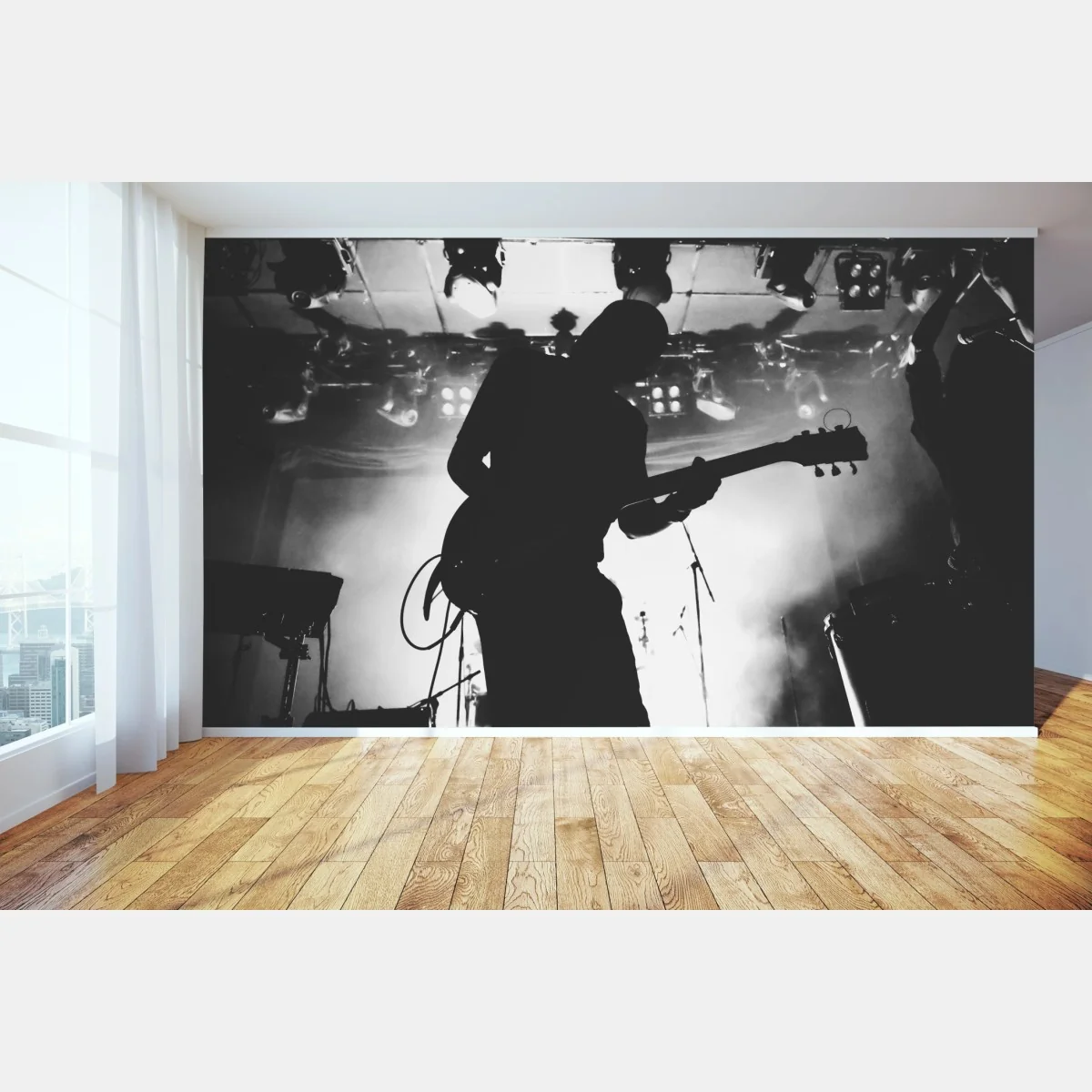 Fototapete gitaristensilhouette bei einem live-konzert – Wallnifity® Fototapete gitaristensilhouette bei einem live-konzert – Wallnifity®