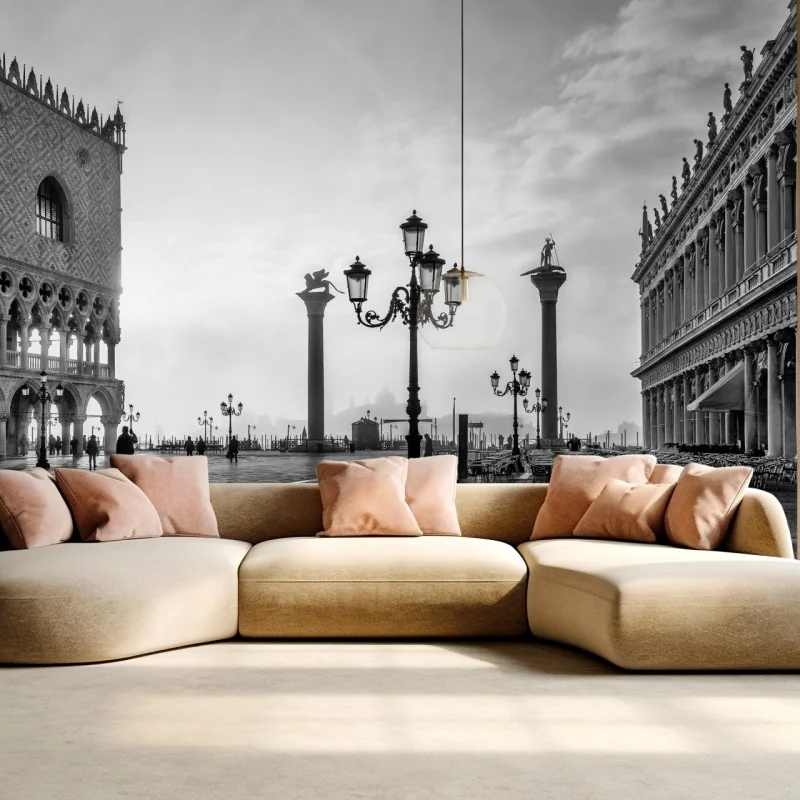 Fototapete Markusplatz im nebel – Wallnifity® Fototapete Markusplatz im nebel – Wallnifity®