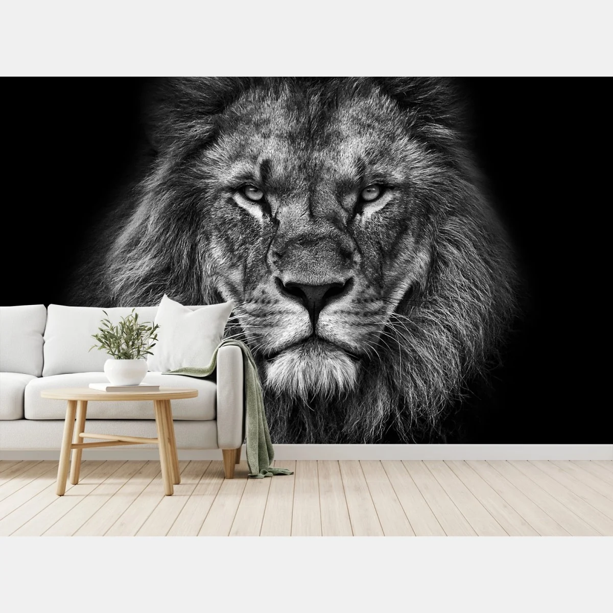 Fototapete majestätisches löwenportrait in monochrom – Wallnifity® Fototapete majestätisches löwenportrait in monochrom – Wallnifity®